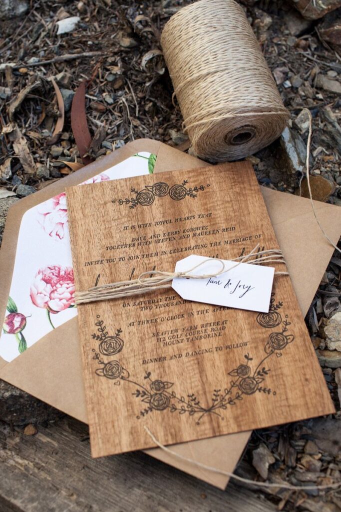 Wooden Wedding invitation