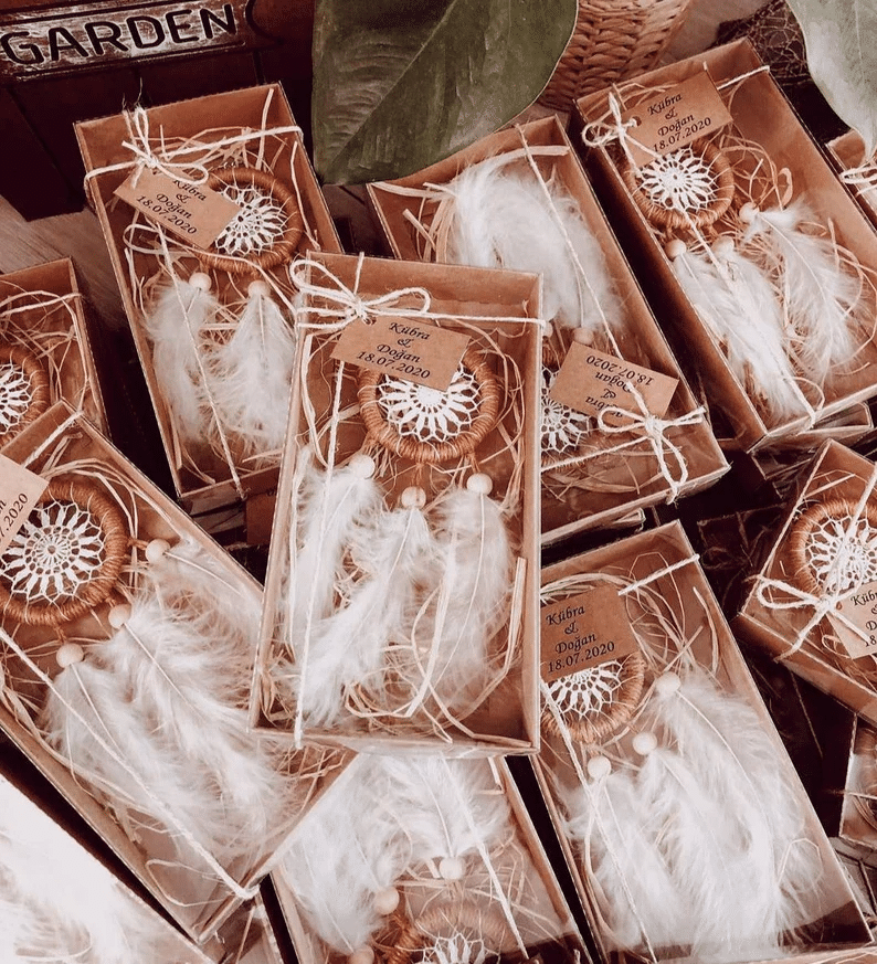 Mini Dreamcatcher Keychain Wedding Favor Gift for Bridal Etsy