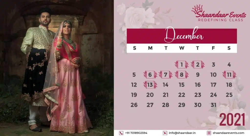 BEST AUSPICIOUS WEDDING DATES ACCORDING TO THE HINDU CALENDAR 2021