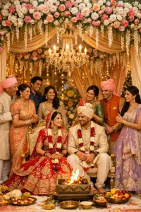 Traditional Indian wedding celebration moments