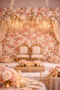 Romantic floral wedding stage setup