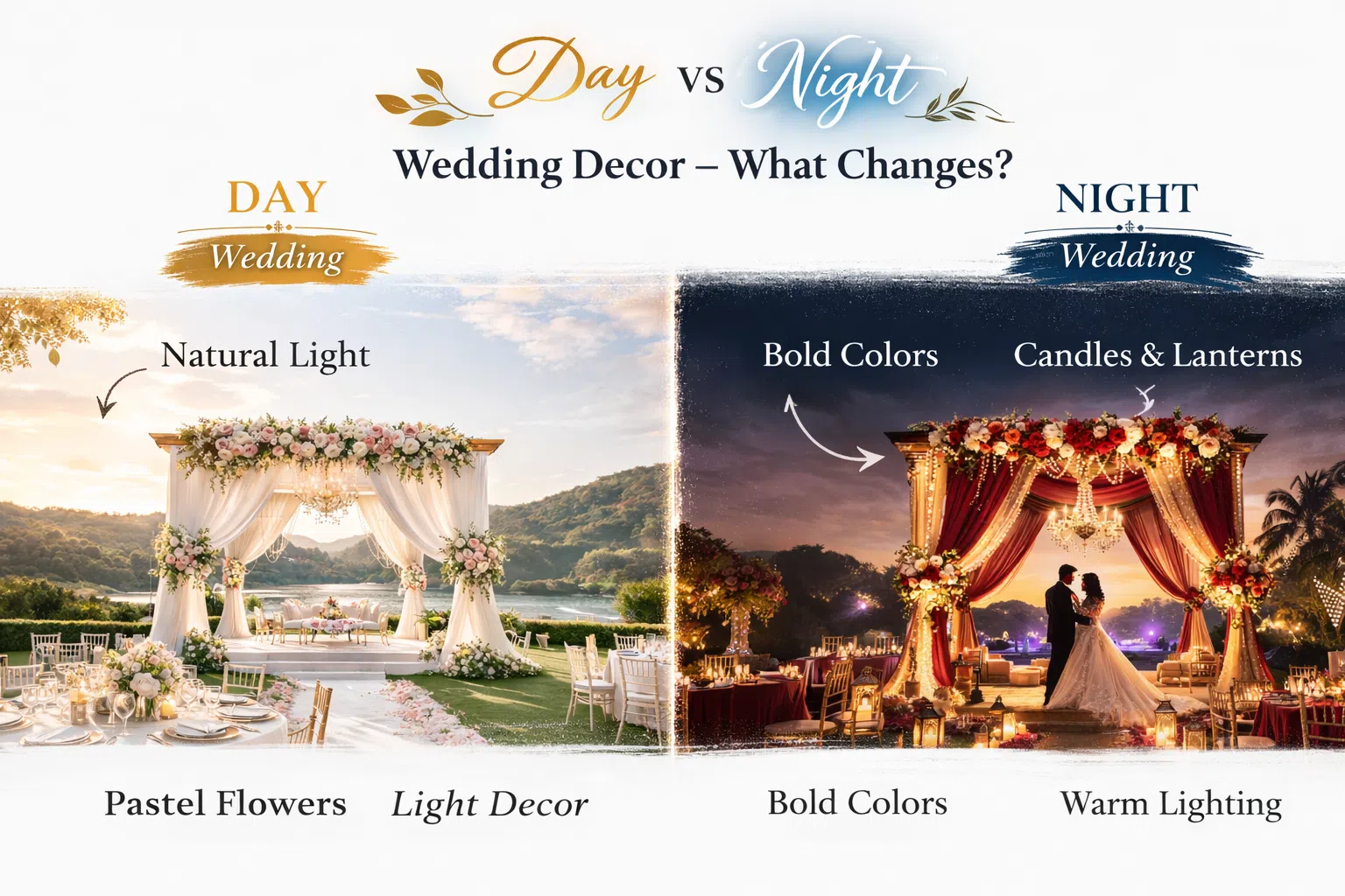 Day vs Night Wedding Decor – What Changes?