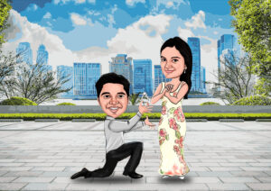 Indian Couple wedding caricature 1