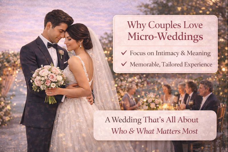 Romantic micro-wedding in twilight glow