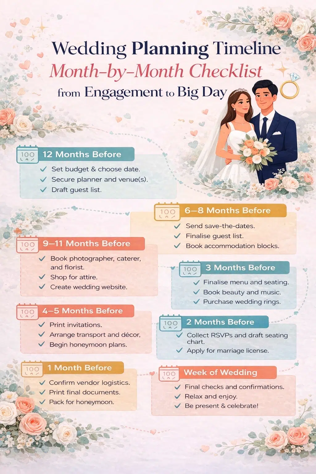 Wedding Planning Timeline: Month-by-Month Checklist from Engagement to Big Day