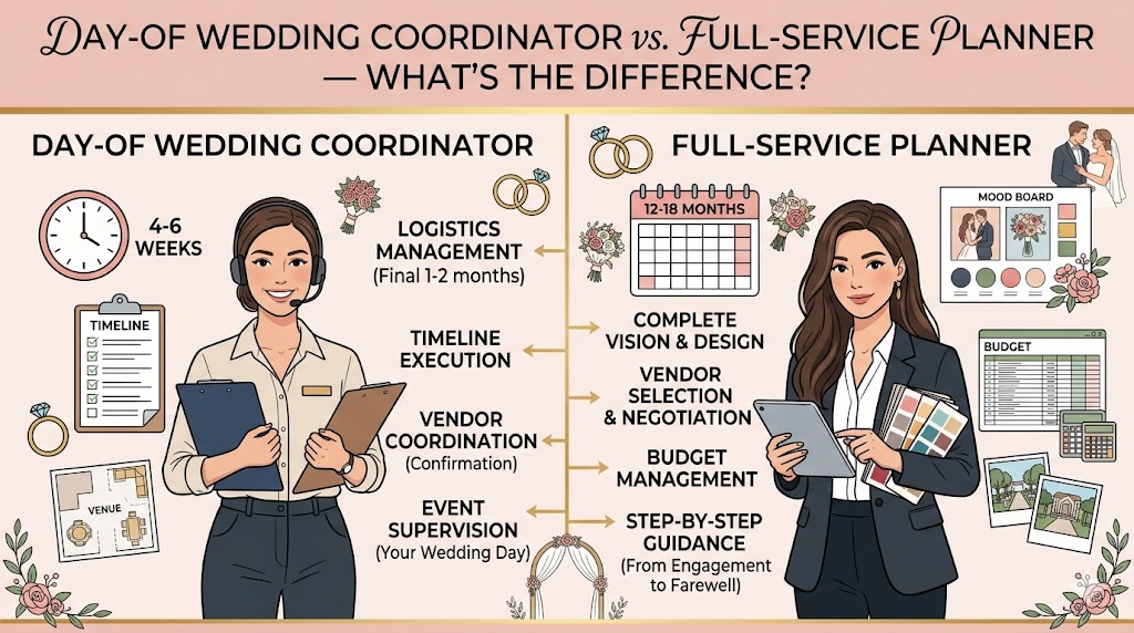 Day-Of Wedding Coordinator vs. Full-Service Planner — What’s the Difference?